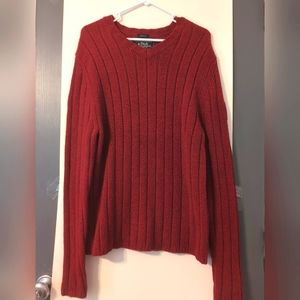 Abercrombie & Fitch Lambs Wool Deep Red V-Neck Men's‎ Sweater Size XL
